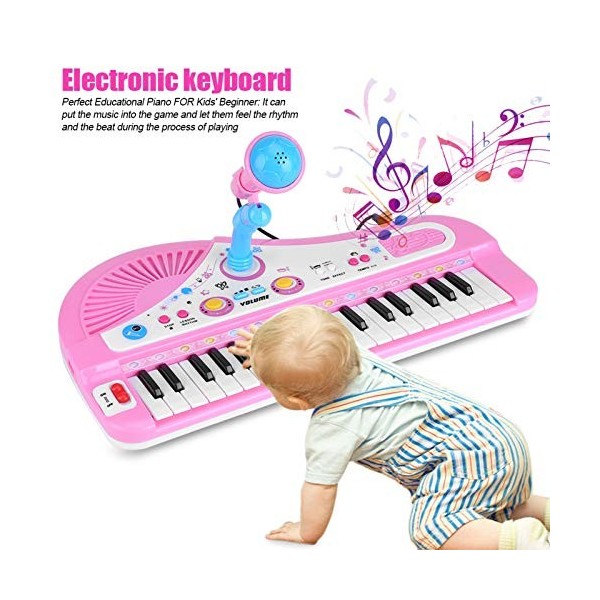 Piano pour Enfants et Débutants, 37 Clés Électronique Enfants Piano Clavier Multifonctionnel Piano Musique Instruments avec M