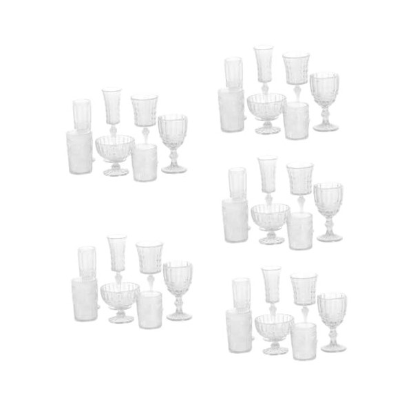 ibasenice 35 Pièces Tasse deau Tasses À Vin Miniatures Verres À Vin Accessoires De Maison De Poupée Verres Miniatures De Vin