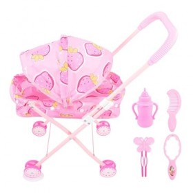 Totority 3 Pièces Bébé Poussette Jouet Pliable Bébé Poupée Poussette Bébé Poupée Chariot Jouet Bébé Poussette Semblant Jouer 