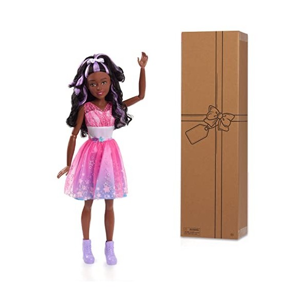 Barbie Poupée et accessoires, cheveux marron foncé, jouets pour enfants de 3 ans et plus, 71,1 cm