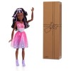 Barbie Poupée et accessoires, cheveux marron foncé, jouets pour enfants de 3 ans et plus, 71,1 cm