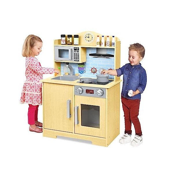 YRHome Cuisine pour enfants en bois - Accessoires de cuisine pour enfants - Cuisine en bois - Cuisine de poupée - Cuisine jou