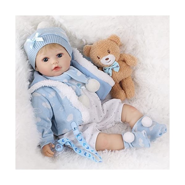 haveahug Poupée Reborn Dolls de 56 cm, cheveux blonds avec nuage costume et accessoires jouets pour enfants à partir de 3 ans