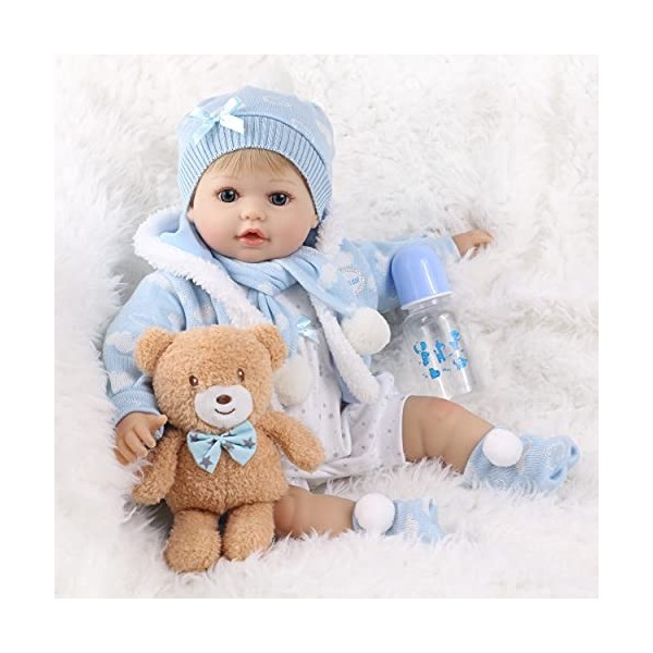 haveahug Poupée Reborn Dolls de 56 cm, cheveux blonds avec nuage costume et accessoires jouets pour enfants à partir de 3 ans