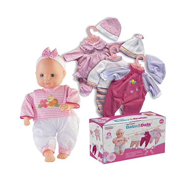 PREXTEX 12 pièces Baby Doll avec des vêtements Set - bébé Dalia 14 Pouces Fille poupée avec 4 Sets de Nice Tenue et 3 Hangers