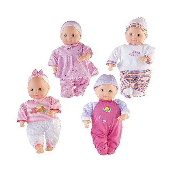 PREXTEX 12 pièces Baby Doll avec des vêtements Set - bébé Dalia 14 Pouces Fille poupée avec 4 Sets de Nice Tenue et 3 Hangers