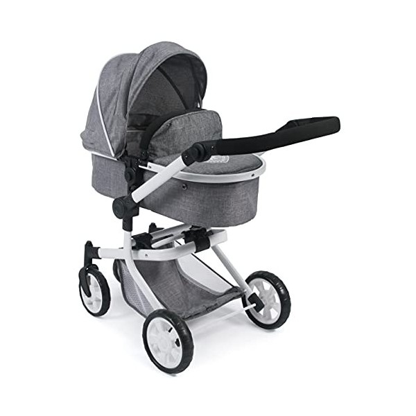 Bayer Chic 2000 - Poussette pour poupée Mika, poussette combinée 2 en 1 pour enfants de 4 à 8 ans, jeans gris