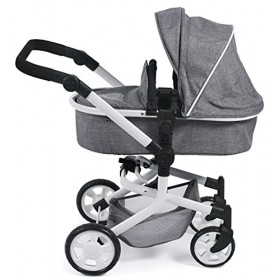 Bayer Chic 2000 - Poussette pour poupée Mika, poussette combinée 2 en 1 pour enfants de 4 à 8 ans, jeans gris