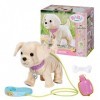 Création Zapf 829417 BABY born My Lucky Dog Peluche électronique avec collier et pendentif, laisse, biberon avec abreuvoir et