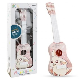 TSLBW 37 CM Guitare ukulélé, Enfants Ukulélé Guitare Jouet, Guitare pour Enfants avec 4 Cordes Réglables, Mini-Guitare et Méd