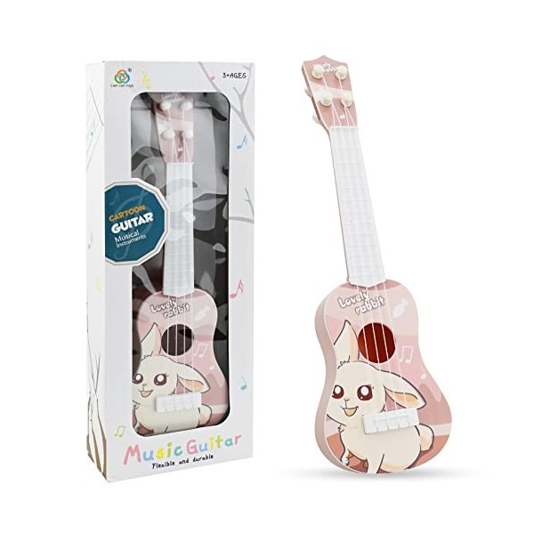 TSLBW 37 CM Guitare ukulélé, Enfants Ukulélé Guitare Jouet, Guitare pour Enfants avec 4 Cordes Réglables, Mini-Guitare et Méd