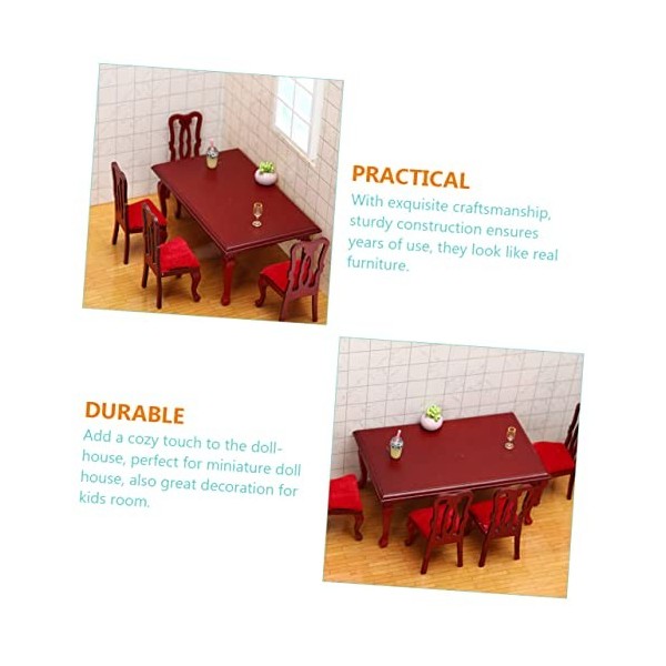 SAFIGLE 4 Ensembles Table Et Chaise De Simulation Meubles Miniatures Mini-Jouet Jouets Miniatures Jouets Miniforce Accessoire