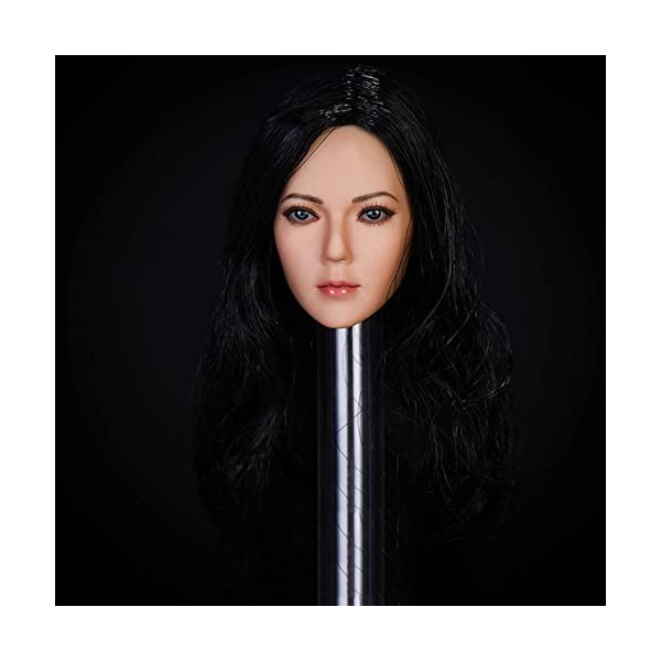 CNMHG Sculpture De Tête De Figurine Femme à Léchelle 1/6, Tête De Beauté Aux Cheveux Bouclés Asiatiques, Tête De Poupée pour