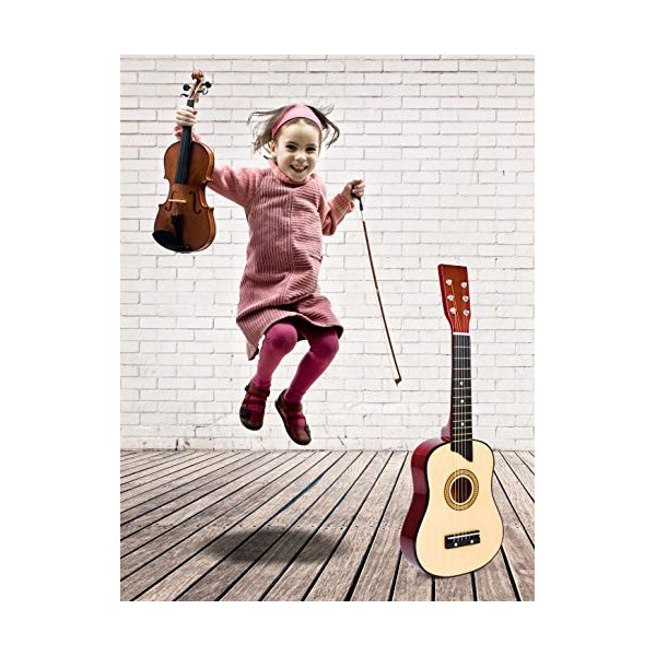 small foot 3307 Guitare "Naturel" en bois, avec six cordes métalliques et plectre, pour enfants à partir de 3 ans