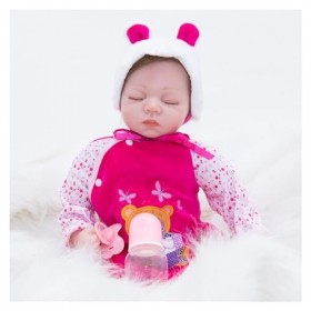 NURII Reborn Baby Doll, 22Pouces 55Cm Fait Main Nouveau-Né Souple en Silicone, avec Accessoires Jouets Coffret Cadeau pour En