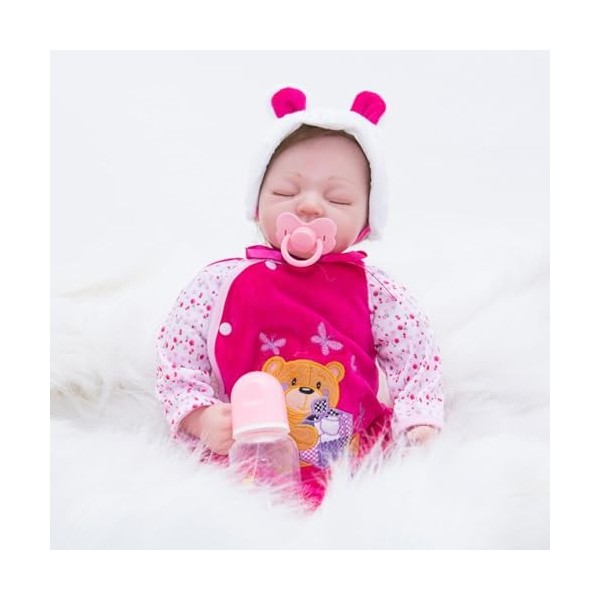 NURII Reborn Baby Doll, 22Pouces 55Cm Fait Main Nouveau-Né Souple en Silicone, avec Accessoires Jouets Coffret Cadeau pour En