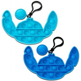 Disney Lilo and Stitch Ensemble de porte-clés à bouton-pression avec autocollants de poupées moches et balles rebondissantes 