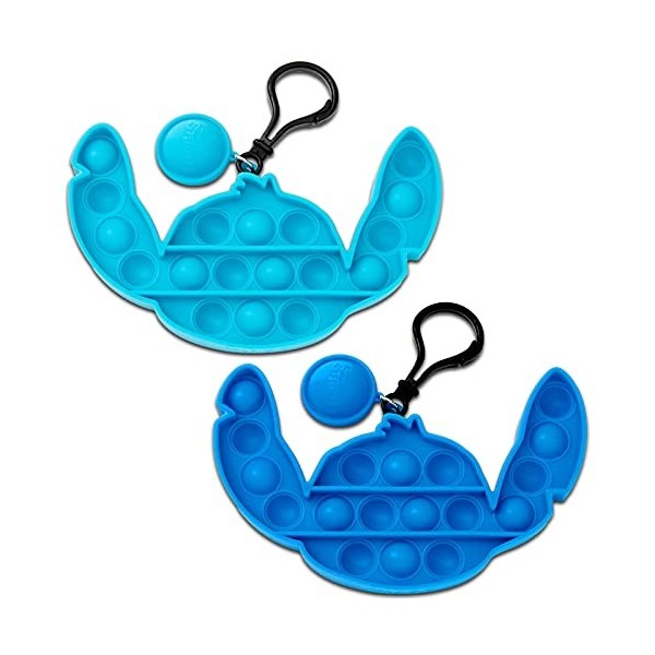 Disney Lilo and Stitch Ensemble de porte-clés à bouton-pression avec autocollants de poupées moches et balles rebondissantes 