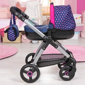 Bayer Design 12654AA Landau pour poupée Style avec couffin Amovible, Roues pivotantes, Hauteur réglable, Sac à bandoulière In