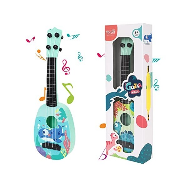 Ukulélé pour Enfants,Guitare pour Enfants,Instrument de Ukulélé de Jouet Musical de Guitare de 37 cm avec 4 Cordes Réglables,