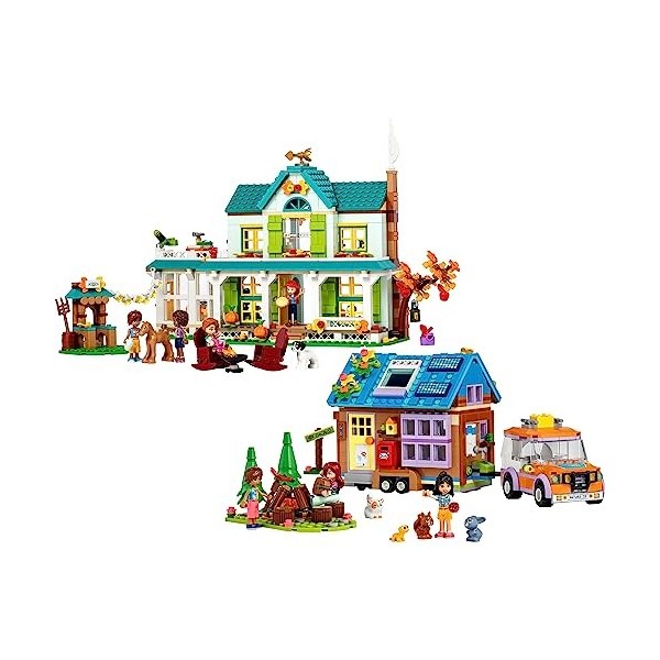 LEGO Friends Pack Maison de Poupées : Inclut La Maison d’Autumn 41730 et La Mini Maison Mobile 41735 , Jouets Créatifs pou