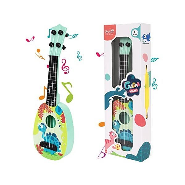 Ukulélé pour Enfants,Guitare pour Enfants,Instrument de Ukulélé de Jouet Musical de Guitare de 37 cm avec 4 Cordes Réglables,