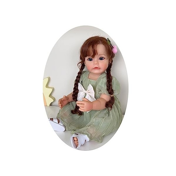 HOOLRZI Poupée Reborn en Silicone pour bébé Fille, 22 Pouces, Corps Complet, réaliste, Mignonne, imperméable, avec vêtements 