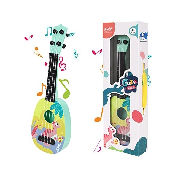 Ukulélé pour Enfants,Guitare pour Enfants,Instrument de Ukulélé de Jouet Musical de Guitare de 37 cm avec 4 Cordes Réglables,