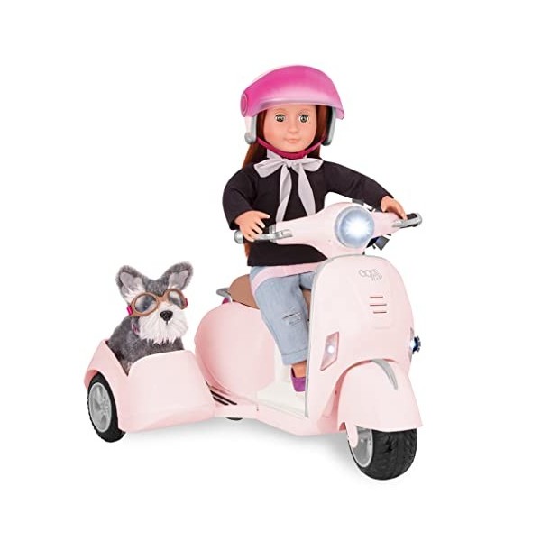 Our Generation Kit de Jeu de véhicule - Casque & Side-Car - 46 cm Accessoires pour poupée - Jeu de rôle - Jouet pour Enfants 