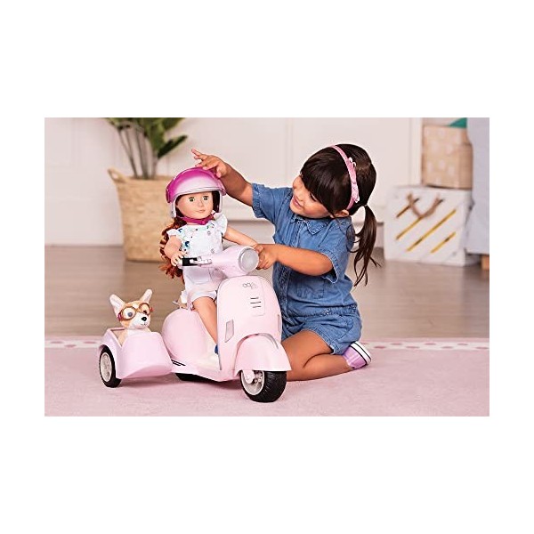 Our Generation Kit de Jeu de véhicule - Casque & Side-Car - 46 cm Accessoires pour poupée - Jeu de rôle - Jouet pour Enfants 