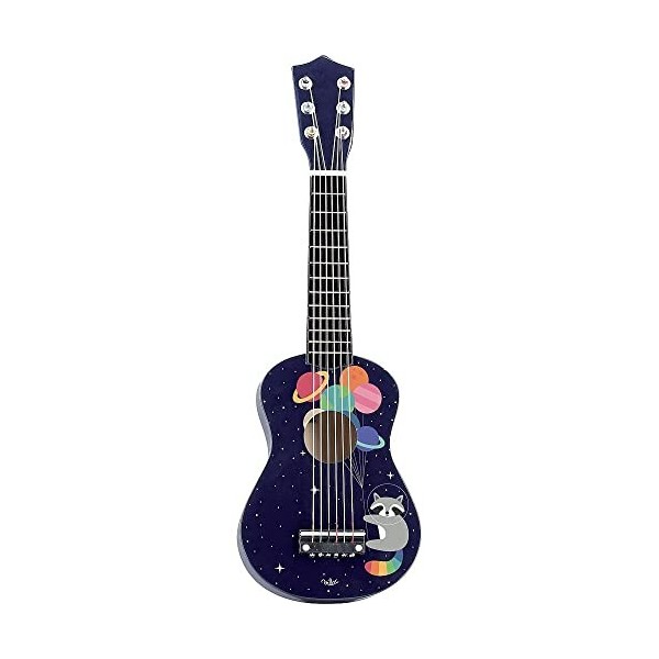 VILAC - Jouet en bois - Instruments de musique - Guitare fleurs en bois massif, 6 cordes - 8305