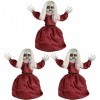 Animatronic Lot de 3 grandes poupées en robe rouge et noire pour Halloween – Yeux et effets sonores rouges – Roues motorisées