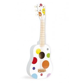 Janod - Ma Première Guitare en Bois Confetti - Instrument de Musique Enfant - Jouet dImitation et dÉveil Musical - Dès 3 An