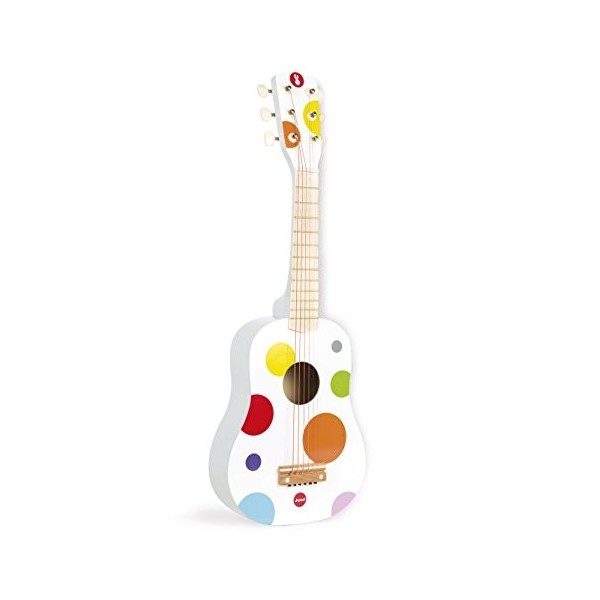 Janod - Ma Première Guitare en Bois Confetti - Instrument de Musique Enfant - Jouet dImitation et dÉveil Musical - Dès 3 An