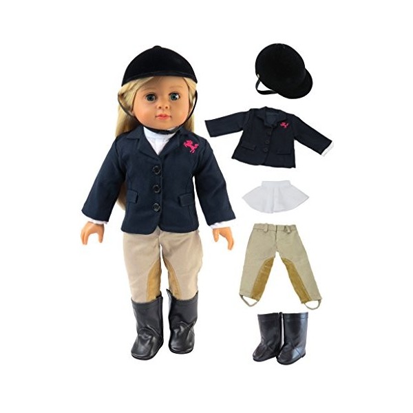 American Fashion World Tenue déquitation avec casque et bottes conçue pour sadapter aux poupées de 45,7 cm telles que les p