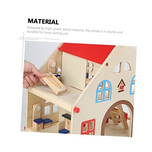 Vaguelly 1 Ensemble Maison De Jeu Maison Miniature en Bois Jouets dapprentissage pour Tout-Petits Artisanat Fait À La Main C