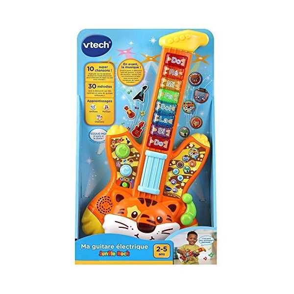 VTech - Guitare Électrique Tigre - Jungle Rock – Guitare Bébé / 2-5 Ans – Version FR