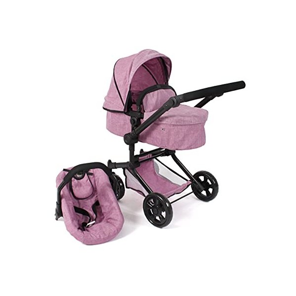 Bayer Chic 2000 - Poussette combinée 3 en 1 Linus, pour Enfants de 4 à 8 Ans, Ensemble de poussettes pour poupées, Rose