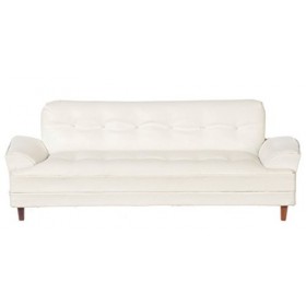 Melody Jane Maison de Poupées Blanc Cuir Hoover Canapé Noyer Jambes Platine Meuble de Salon