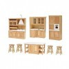 Baoblaze Kits de Meubles de Cuisine Dollhouse, Armoire Miniature, Tabouret de Table pour Cuisine