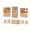 Baoblaze Kits de Meubles de Cuisine Dollhouse, Armoire Miniature, Tabouret de Table pour Cuisine