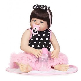 Poupées Reborn bébé Fille, Accessoires dallaitement pour Tout-Petits Jouets Bouteille en Silicone Souple Vie complète du Cor