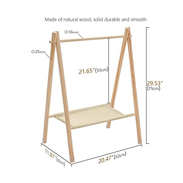 Morimoe Porte-vêtements en bois pour animaux de compagnie / poupée / bébé