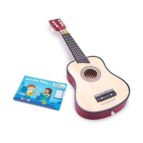 New Classic Toys Instrument débutants Guitare de Luxe avec Le Livre de Musique-Naturelle/Rouge 10300