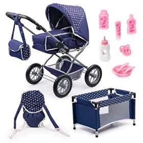 Bayer Design - 1505115 - Poussette Landau pour Poupée Combi Grande Set avec accessoires