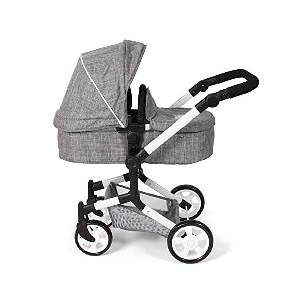 Bayer Chic 2000 - Poussette combinée Linus 3 en 1 pour Enfants de 4 à 8 Ans, Ensemble de poussettes pour poupées, Jeans Gris