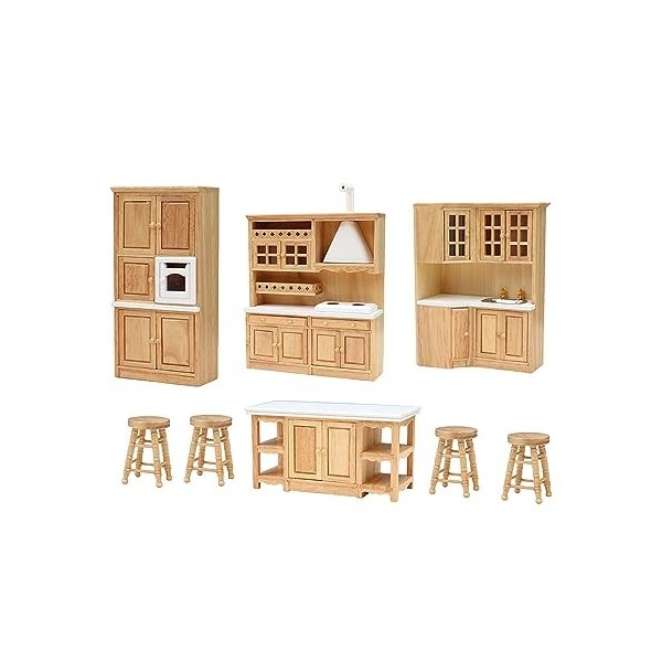 Harilla Kits de Meubles de Cuisine pour Maison de Poupée 1:12 Meubles Miniatures, Faits à La Main, Armoire En Bois pour Brico