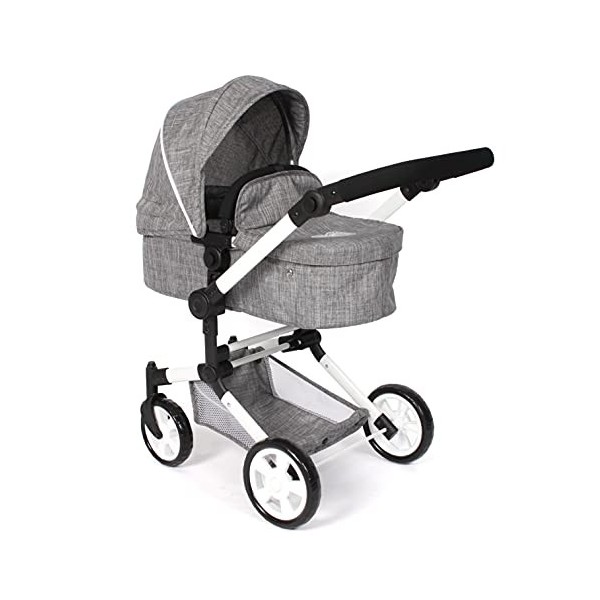 Bayer Chic 2000 - Poussette combinée Linus 3 en 1 pour Enfants de 4 à 8 Ans, Ensemble de poussettes pour poupées, Jeans Gris