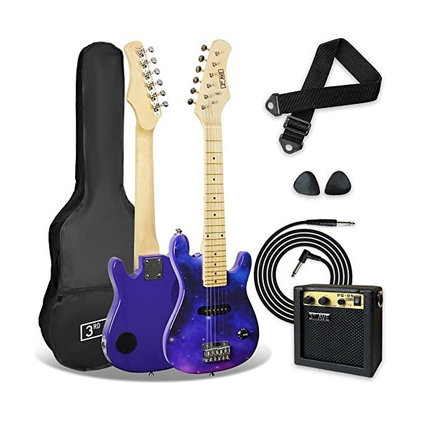 3rd Avenue Pack Guitare Électrique enfant Taille Junior 1/4 pour Débutants, Ampli Portable 5 W, Jack, Housse, Médiators et Sa