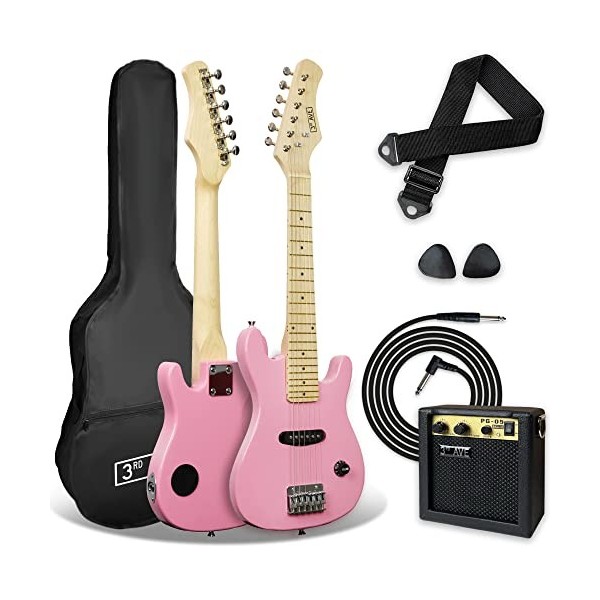 3rd Avenue Pack Guitare Électrique enfant Taille Junior 1/4 pour Débutants, Ampli Portable 5 W, Jack, Housse, Médiators et Sa